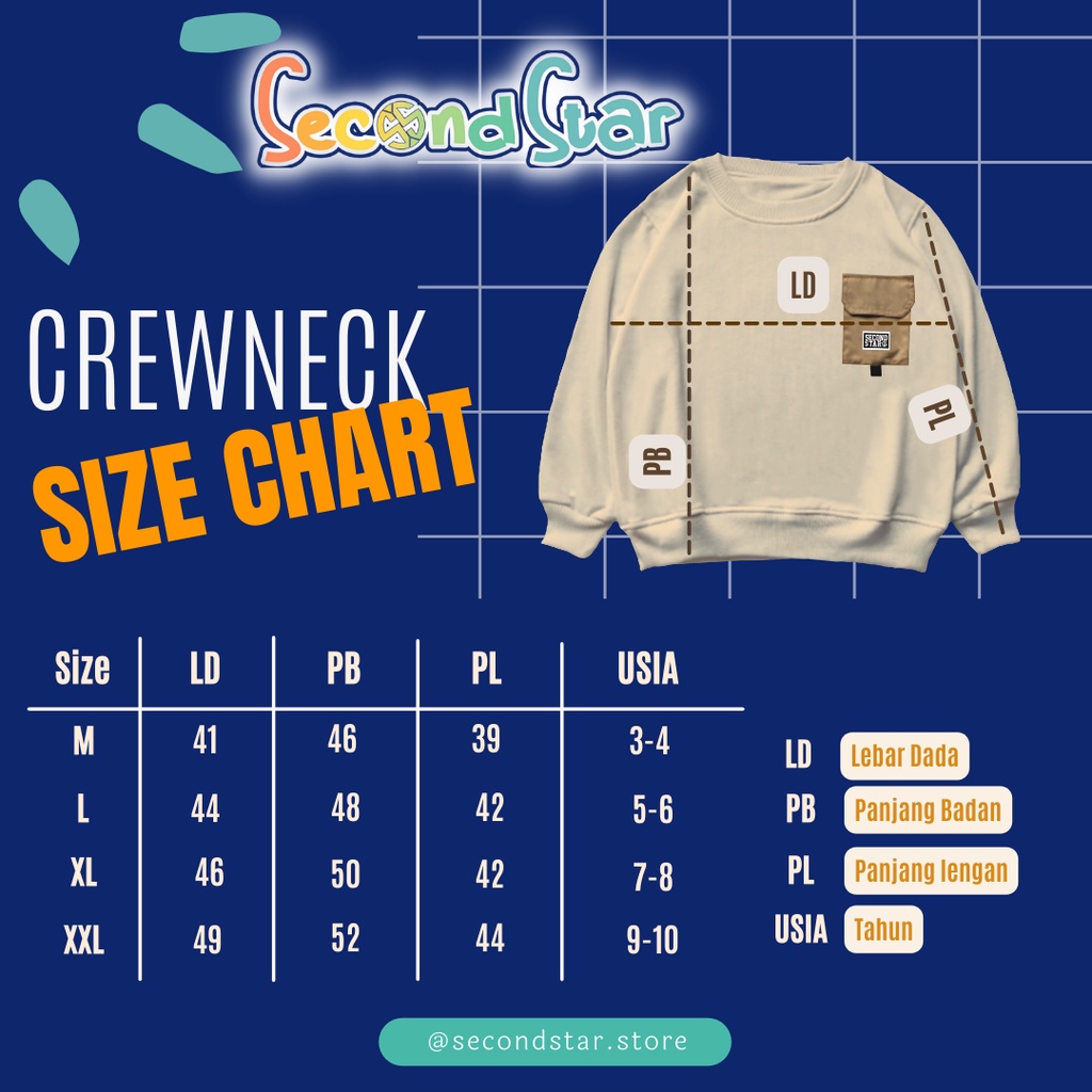 Second star sweater anak crewneck anak laki laki perempuan unisex warna marun