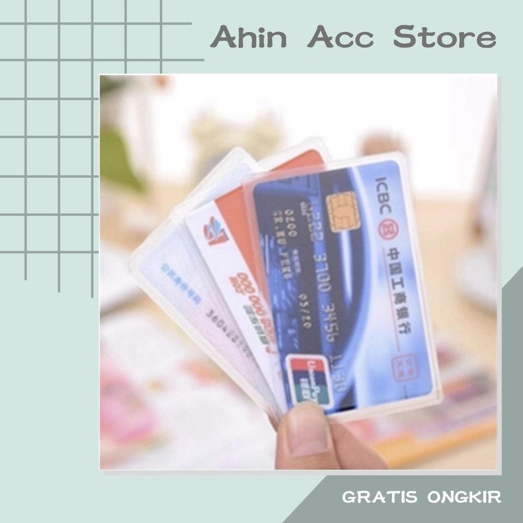 

Plastik ATM ID CARD Pelindung Kartu SIM ATM E-toll Kartu Pelajar Plastic Mika Bening Sampul Cover