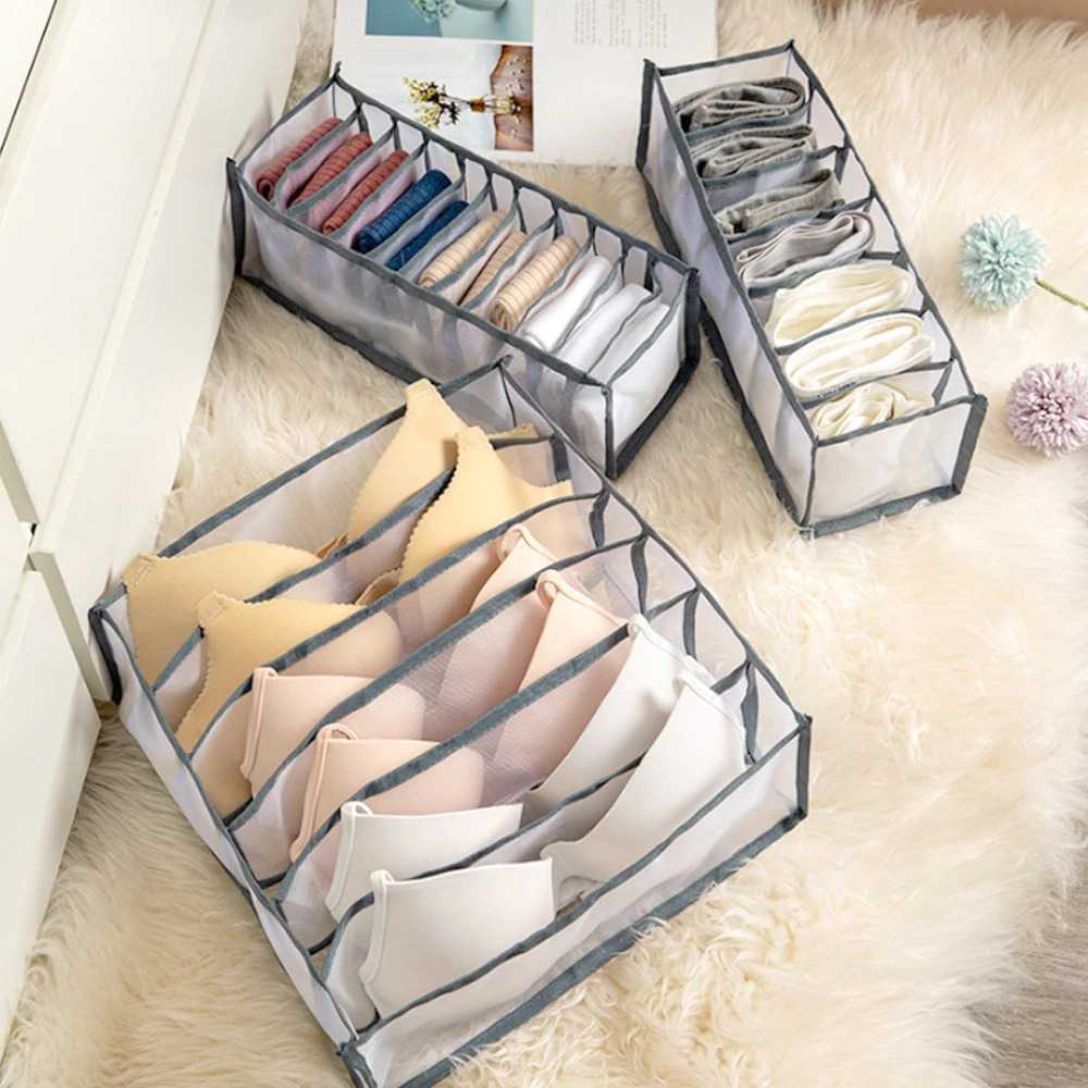 Kotak Sekat Pakaian Closet Organizer Storage Box 6 Grid / Box  Kotak Pakaian Dalam Lemari / Kotak Penyimpanan Celana Dalam Bra CD / Kotak Sekat Plastik Laci Organizer Serbaguna / Rak Celana Dalam Bra / Tempat Penyimpanan Bh Dan Celana Dalam Kaos Kaus Kaki