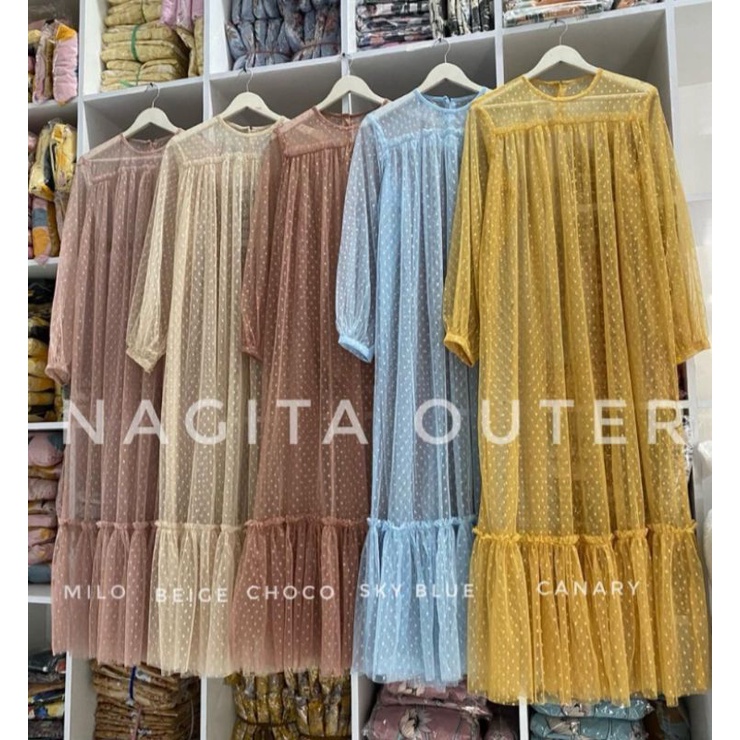 Nagita outer bahan tile dot /outer long muslim by yayuku
