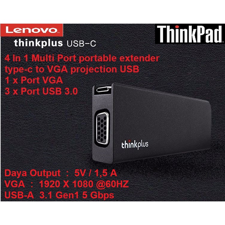 Converter Type C to VGA USB 3.1 Lenovo thinkplus 4 in 1 Original