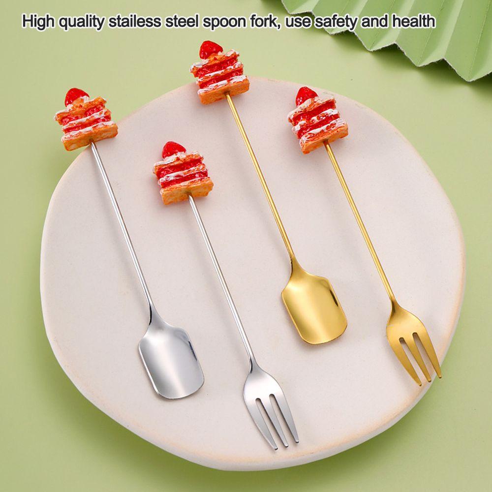 Solighter Set Alat Makan Kreatif Lucu Kartun Kue Kopi Dessert Teh Es Krim Stainless Steel