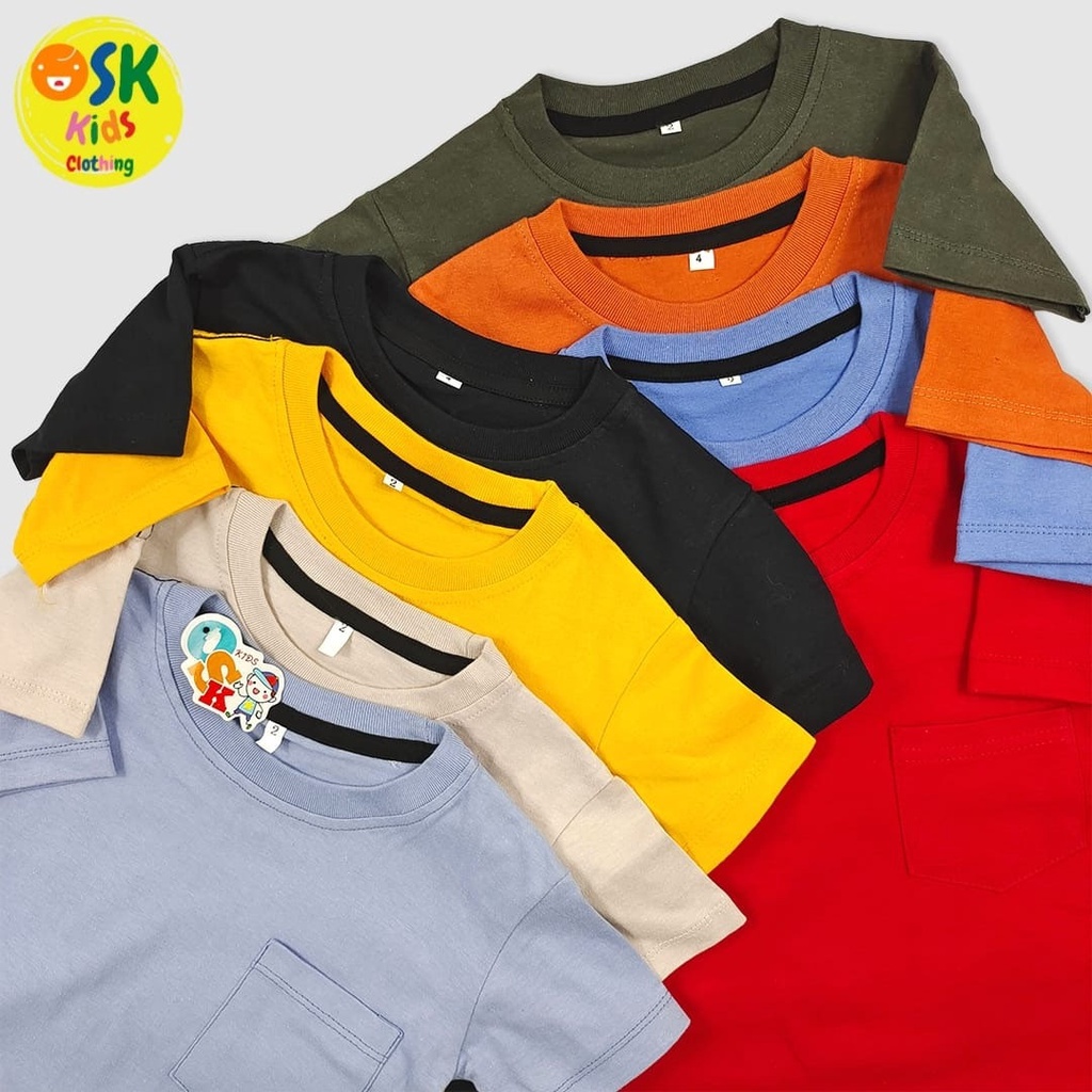 Kaos Anak Basic Pocket Tee Polos Bahan Tebal Tapi Adem by ars collection