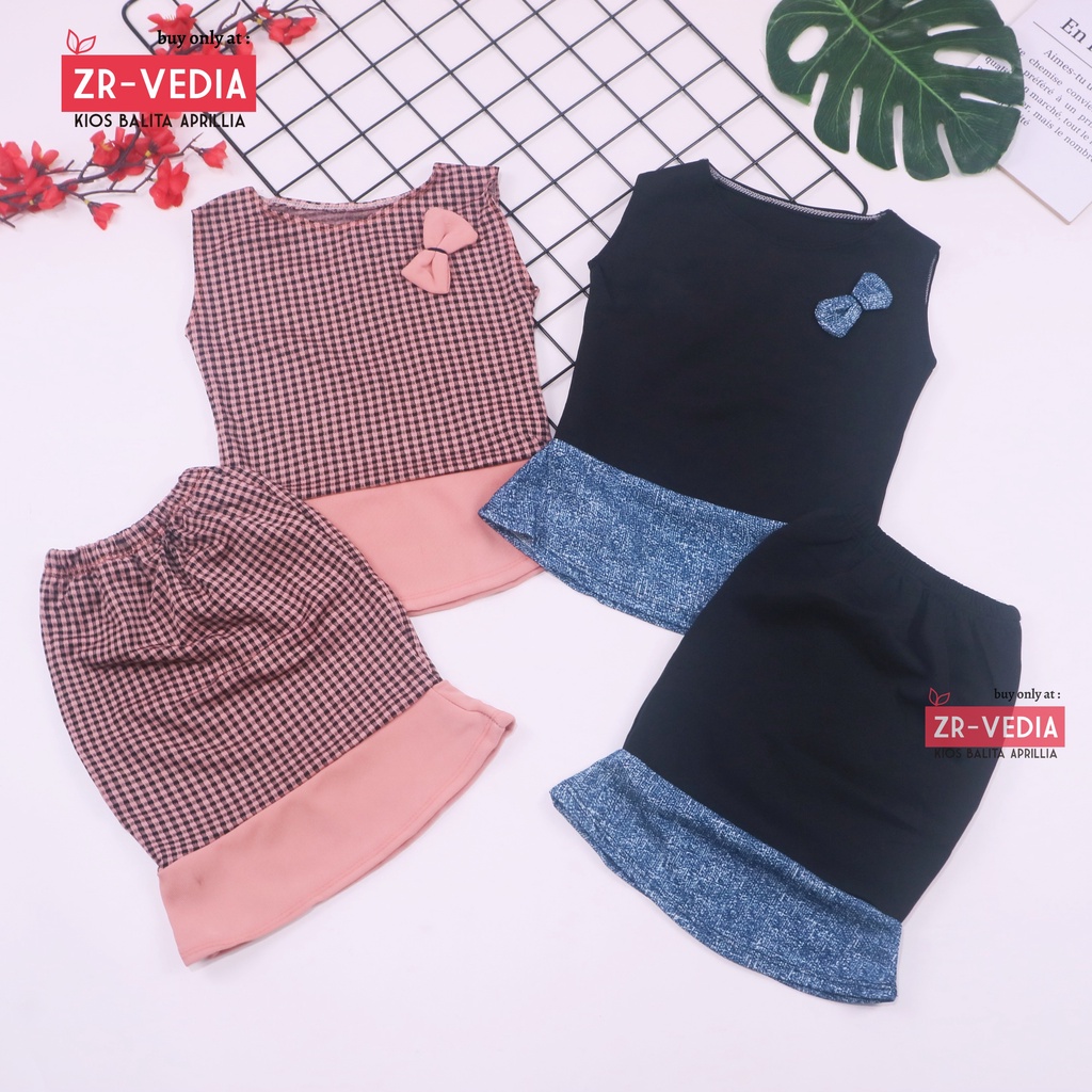 Setelan Zizi Anak uk Bayi - 4 Tahun / Atasan Bawahan Rok Perempuan Set Baju Murah Pesta Peplum Cewek