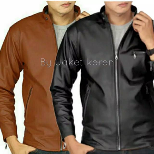 Jaket Pria Cowok Jaket Kulit Casual Hitam Coklat Keren Murah Jaket