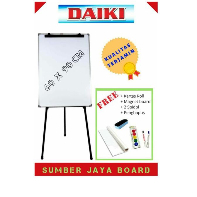 

BARANG BARU Flipchart Magnetic Daiki Uk 60x90 Cm Bonus Spidol Penghapus Kertas