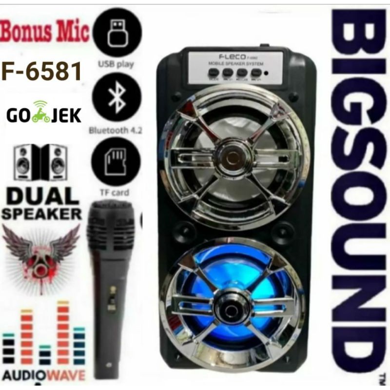 Speaker Bluetooth Fleco F-6581 Bonus Mic karaoke/Speaker Bluetooth Fleco F-6582LED