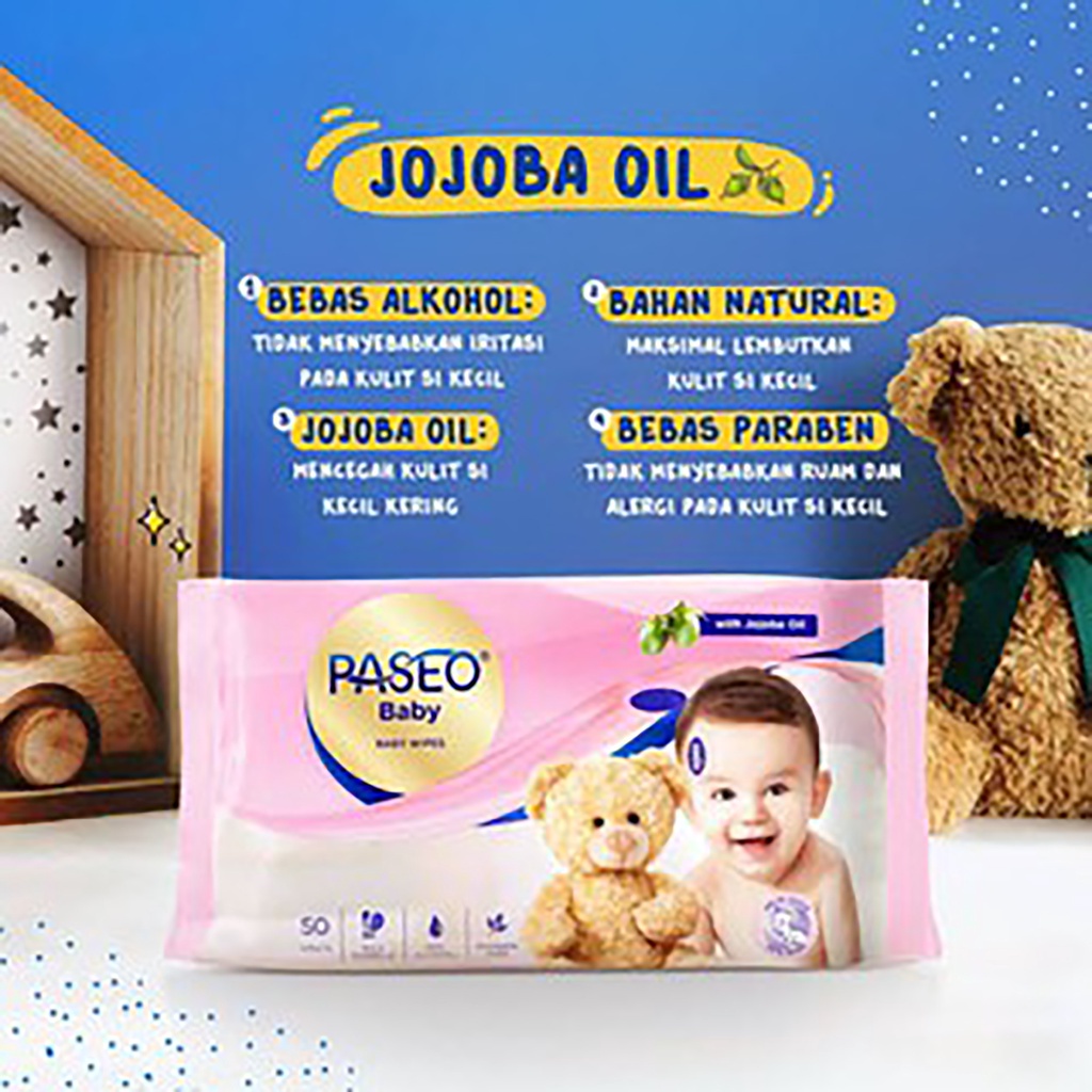 TISSUE TISSU TISU PASEO BABY WIPES 50SHEET / TISSU BASAH / 50 LEMBAR