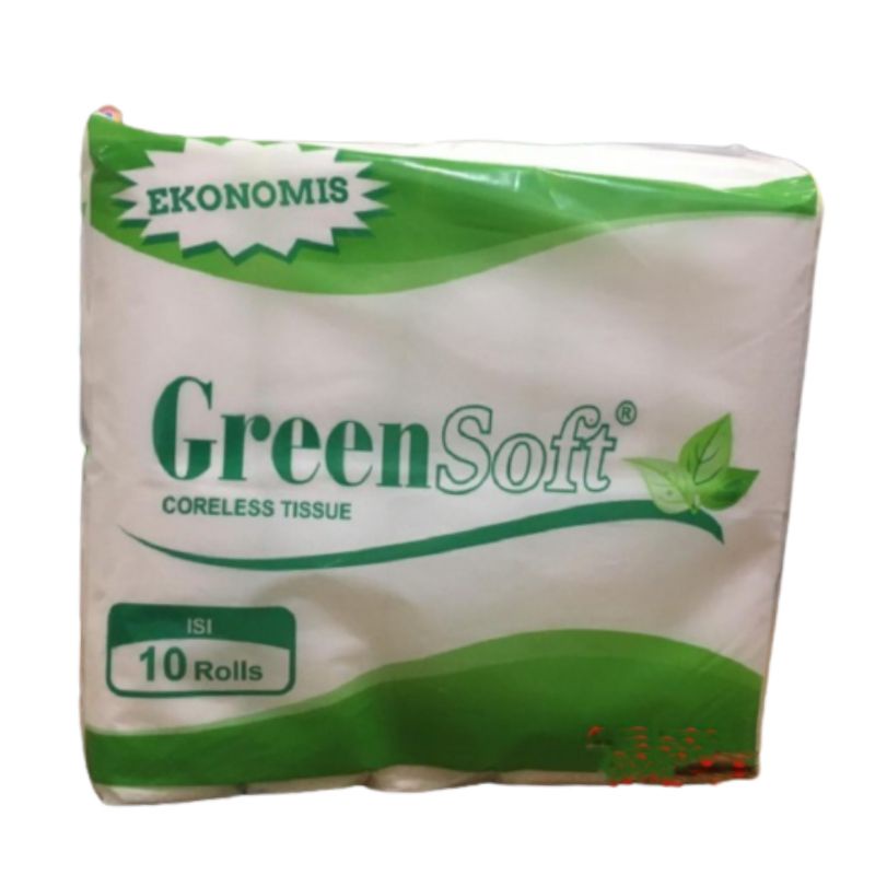 TISSUE CORELESS GREEN SOFT/TISSUE MAKAN/TISSUE TOILET (ISI 10 ROLL)