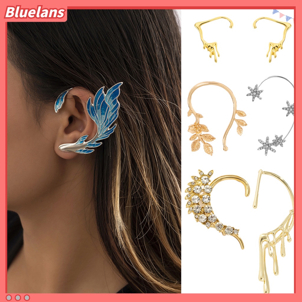 Anting Tindik Desain Ekor Ikan 3D Bahan Alloy Warna Biru Untuk Hadiah Ulang Tahun