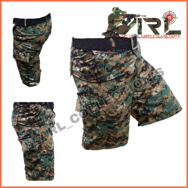 Celana pendek loreng MARPAT ( DIGITAL COKLAT )/celana pendek cargo army tactical