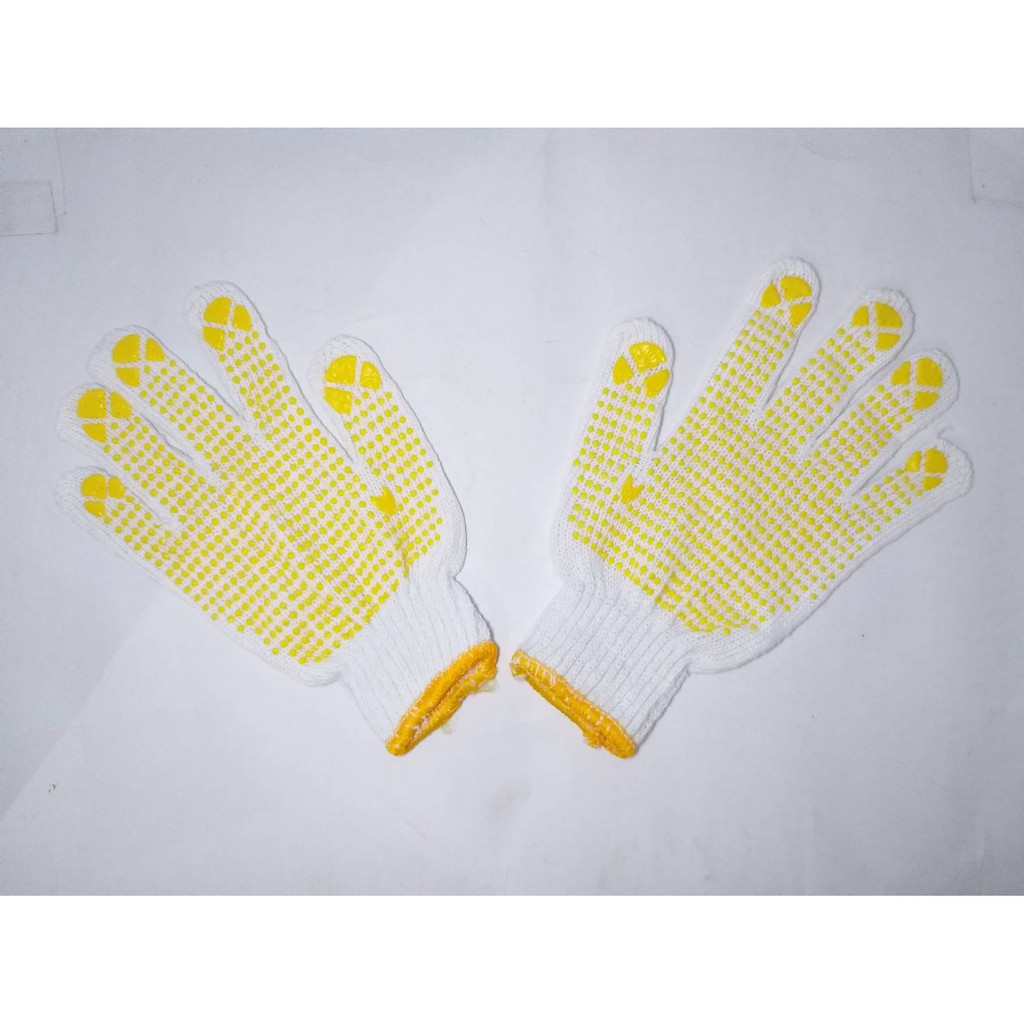 Sarung Tangan Kerja Working Safety Gloves Isi 12 Pcs Bintik Kuning Export Quality Murah Original