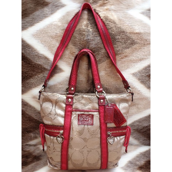 Coach Tas Totebag Shoulder Bag Handbag Kanvas  mix Kulit Asli Wanita Second Preloved Branded Thrift