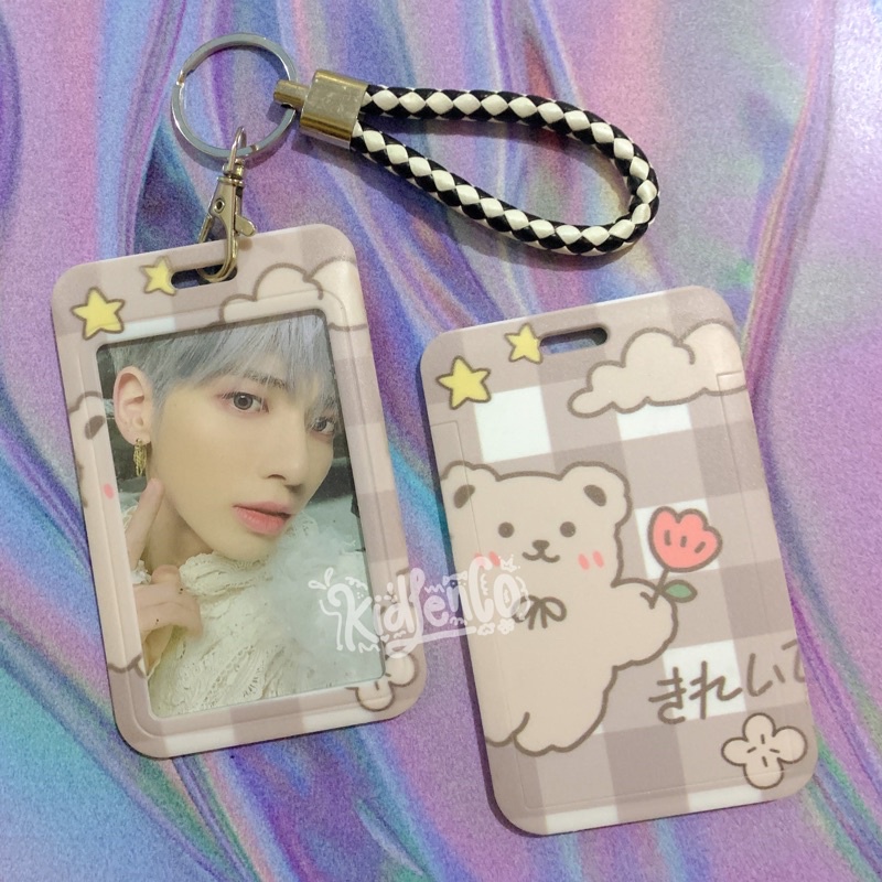 photocard holder 1 sisi pastel ♡ case id card pc kartu kpop warna soft motif lucu