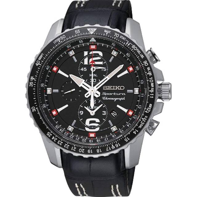 Jam Tangan Pria SEIKO Sportura SNAE95P2 Chronograph Kinetic Watch Original