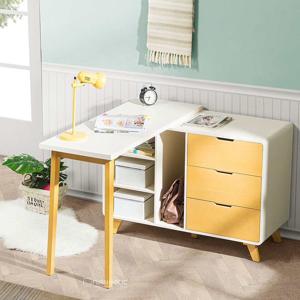 IFURNHOLIC Helsinki Multi Table I Meja Kerja Minimalis I Meja Kantor L I Meja Belajar Kayu I Meja Mu