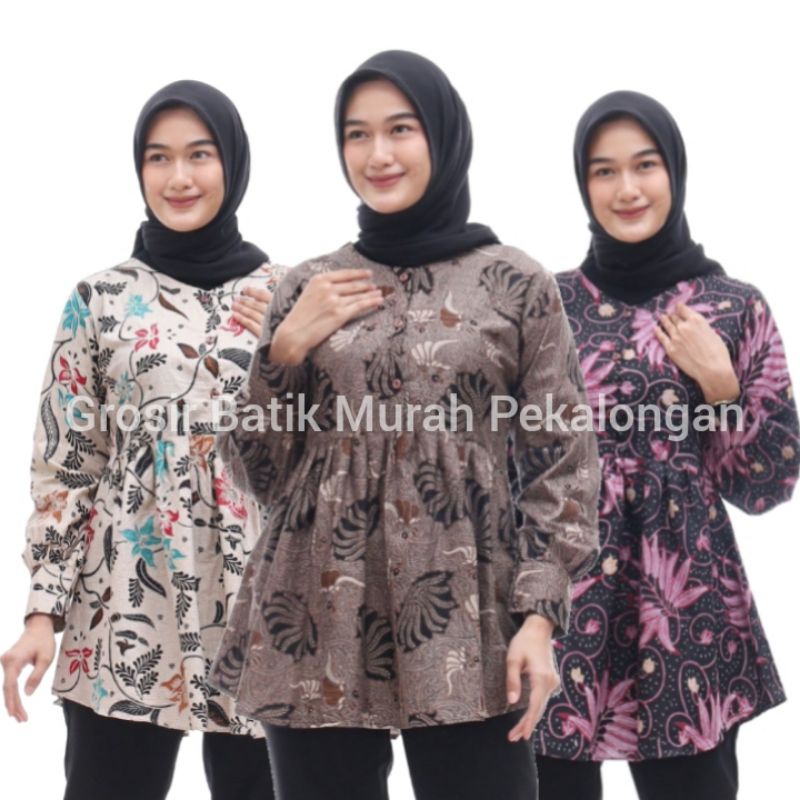 Batik Wanita | Atasan Batik Wanita | Atasan Batik Kerja | Atasan Batik Kantoran | Atasan Blouse Batik Wanita