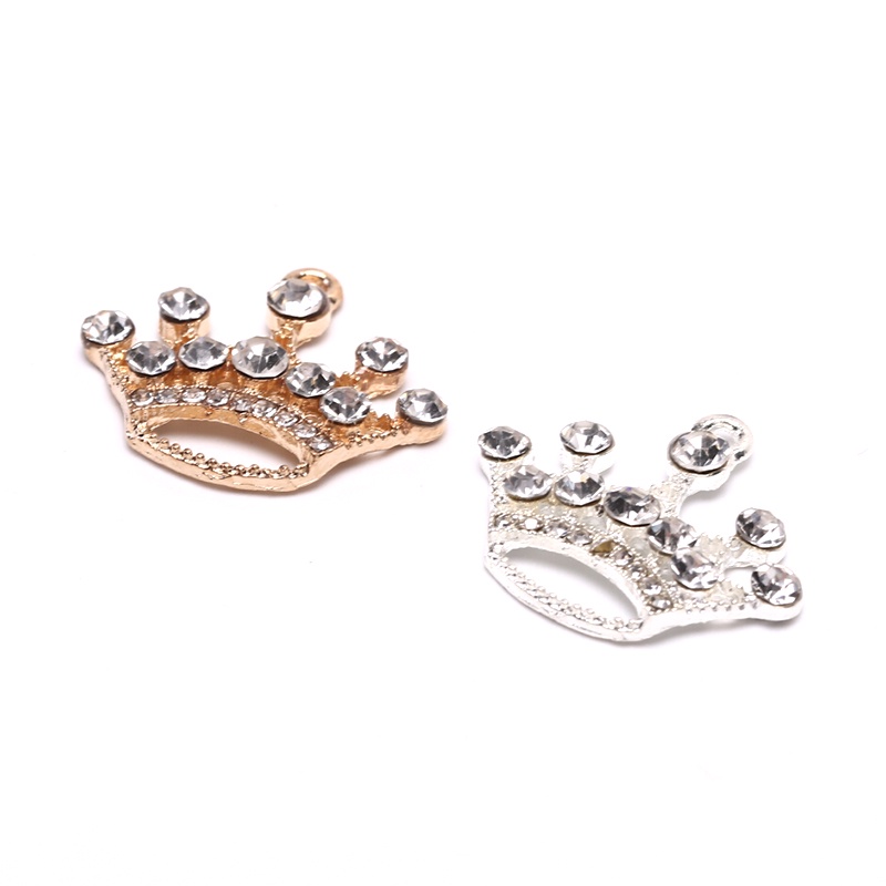 10pcs / set Liontin Mahkota Kristal Bahan Alloy Untuk DIY Perhiasan