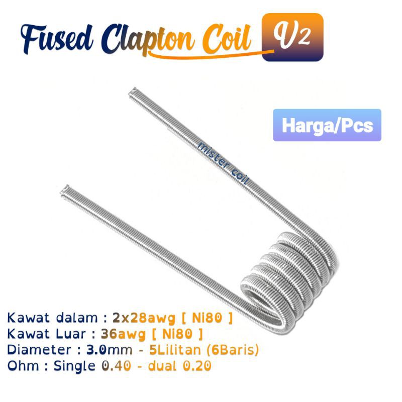 Fused Clapton Ni80 V2 - Coil Vape Authentic Nichrome 80