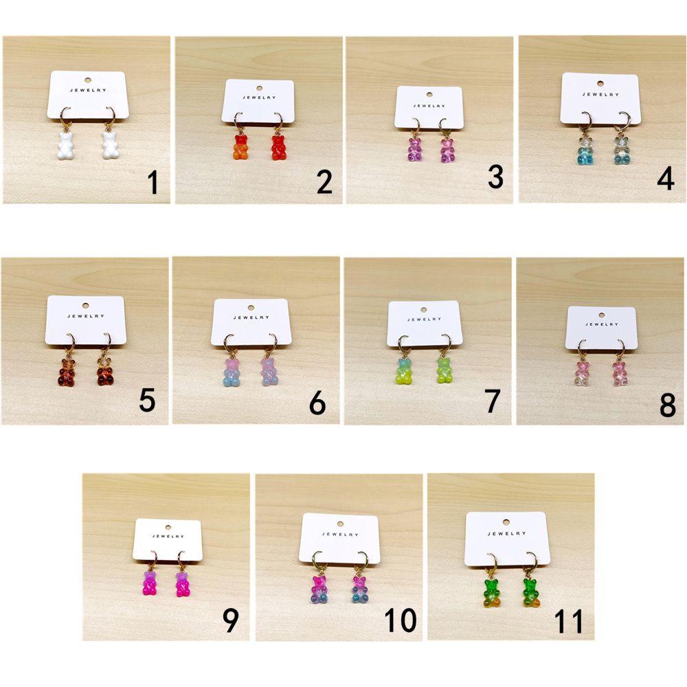 Lily Bear Anting Wanita Warna-Warni Jelly Beruang Lucu Permen Telinga Stud Menjuntai Earrings