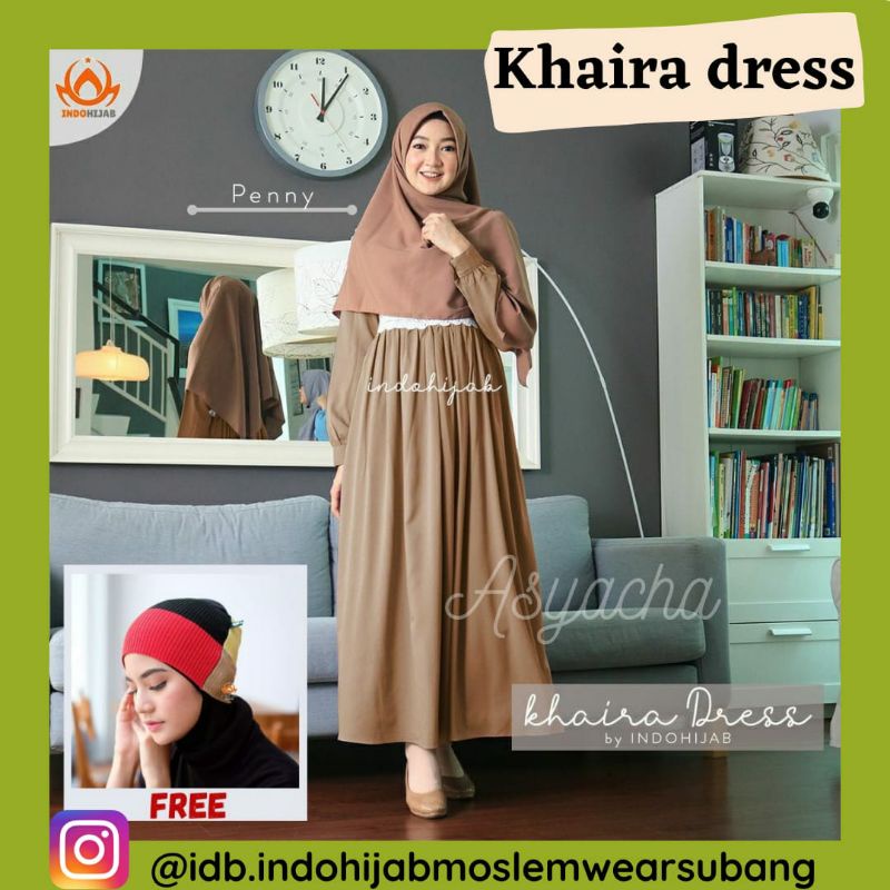 INDOHIJAB KHAIRA DRESS BAHAN LADY ZARA CREPE PREMIUM