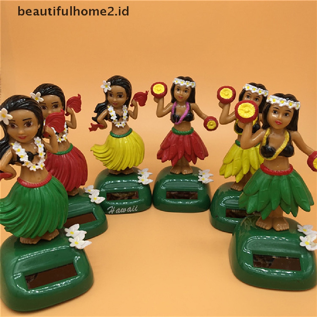 [beautifulhome2.id] Car Decor Dancing Doll Solar Power Toy Hawaiian Hula Girl Shaking Head Ornament ID