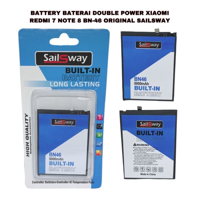 BATTERY DOUBLE POWER XIAOMI REDMI 7 NOTE 8 BN-46 ORIGINAL SAILSWAY