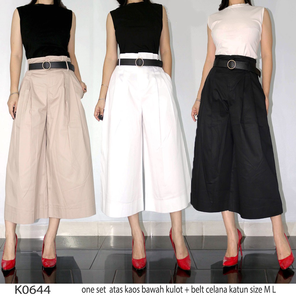 Jumpsuit Kulot panjang Hitam khaki putih Import - Jumpsuit cullot Import premium YK0644