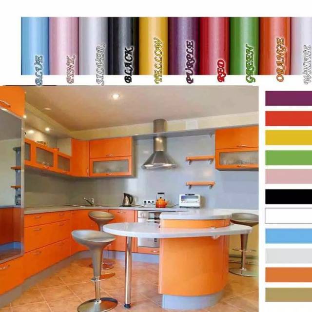Wallpaper Sticker Dinding Polos Orange Glossy Dapur