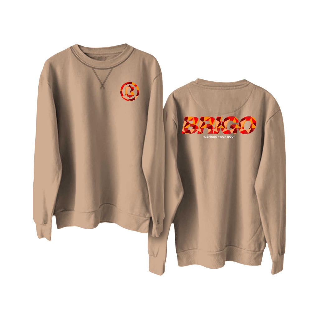 BRIGO Basic Sweatshirt  crystal II Sweater Crewneck BRIGO crystal Sablon DTF Fleece Cotton II SIZE M-XXL (Pria &amp; Wanita) Free stiker&amp;Gantungan Kunci