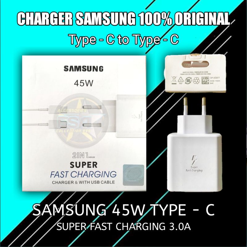 Charger Samsung Type C Super Fast Charging 45 Watt - Kabel C to C Original Samsung S21/S21+/S21 ultra