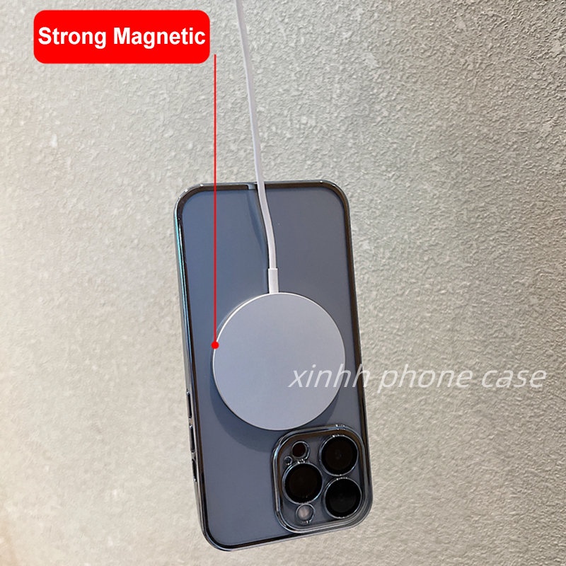 Soft Case Transparan Electroplating Dengan Ring Magnetik Untuk iPhone 13 12 11 Pro X XS MAX XR 7 8 Plus