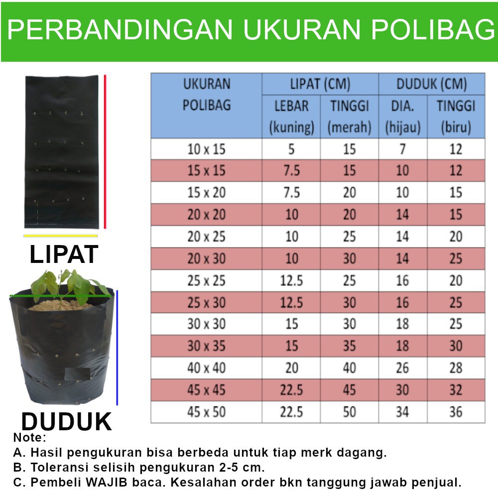 1pc Polybag L 15x25 Polybag Lipat / Polibag / Polibeg / Polibek / Kantong Tanaman 15 x 25