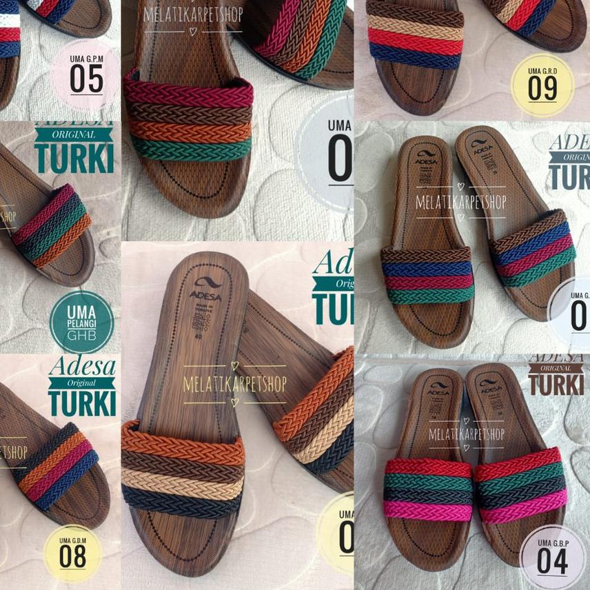 SALE (hvj-655) Sandal Wanita Adesa Original Turki Turkye Turkey BEST SELLER Motif GARIS/PELANGI Ra