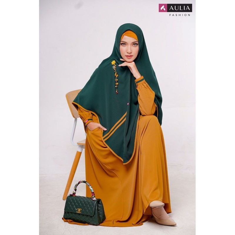 set gamis AULIA SABILA MUSTARD EMERALD