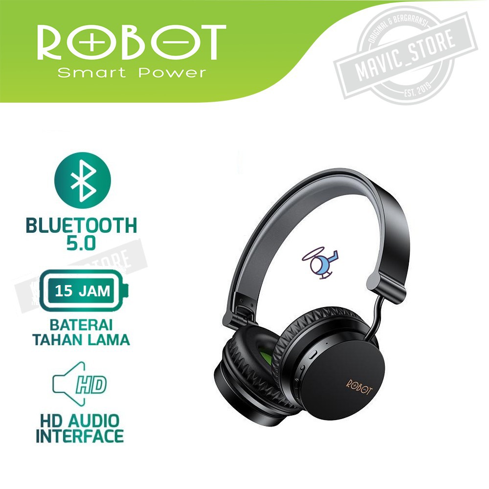 Headphone Bluetooth 5.0 ROBOT H10 Wireless Subwoofer Headset - Garansi Resmi 1 Tahun