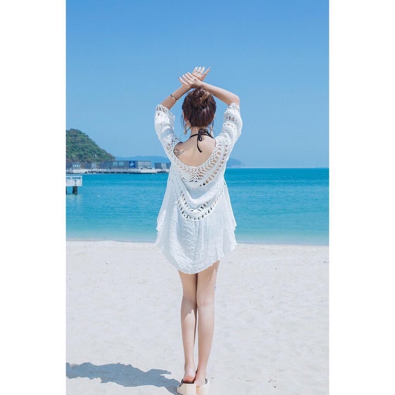 COCO Cardigan / OUTER BALI / CARDIGAN WHITE / OUTER WHITE BLACK / OUTER TRANSPARANT Cover Up Bikini Wanita