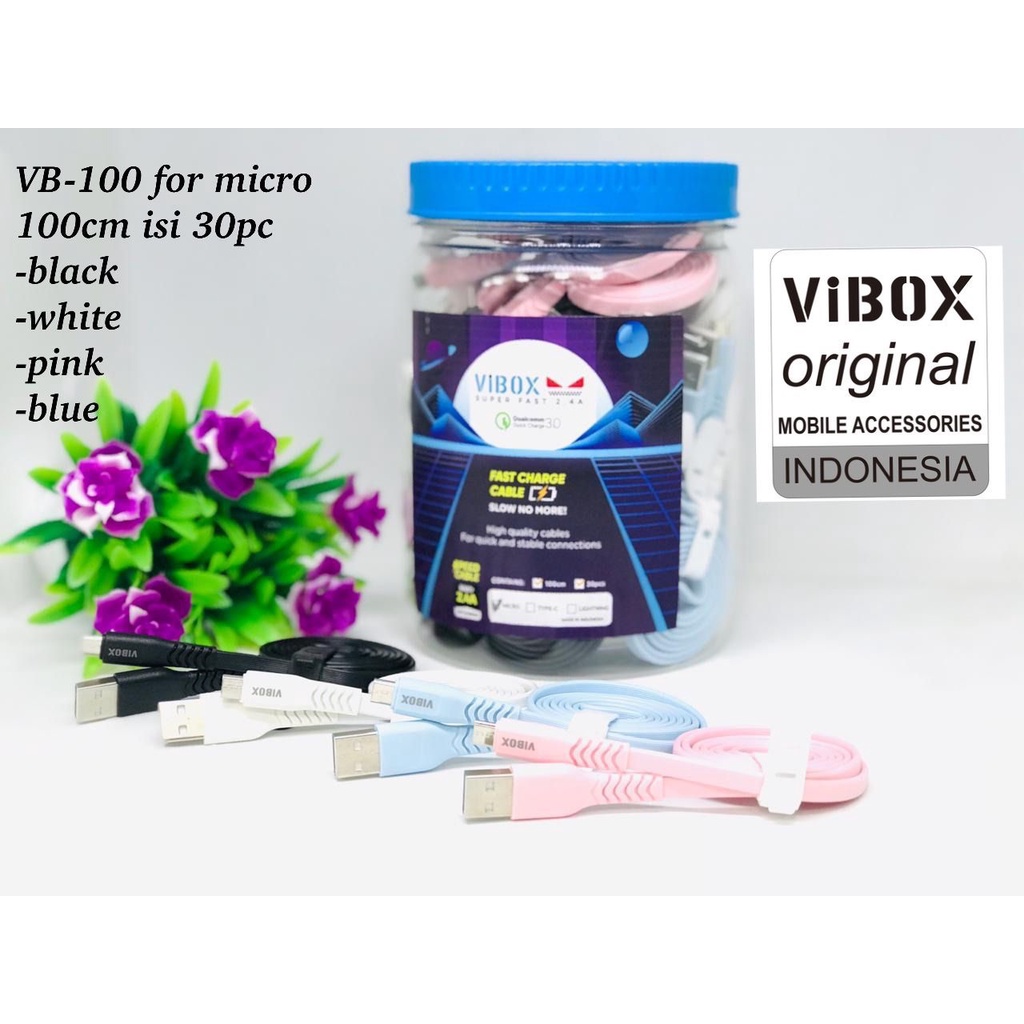 PROMO PERTOPLES ISI 30PCS KABEL DATA VIBOX 1METER MICRO/TYPE C/LIGHTNING NEW FC PROMO