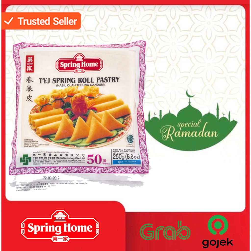 TYJ SPRING ROLL PASTRY / KULIT LUMPIA / KULIT PANGSIT 250Gr 50PCS / SPRING HOME /FROZEN FOOD