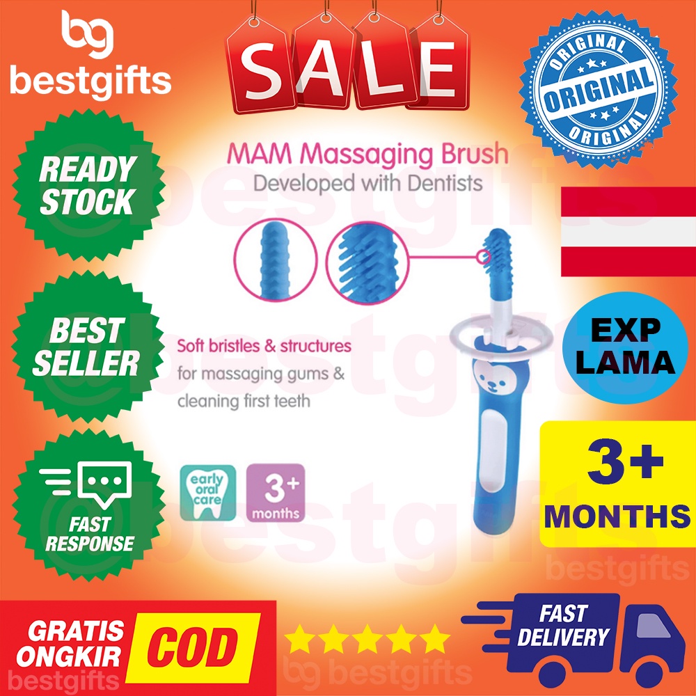 MAM MASSAGING BRUSH SIKAT PIJAT GIGI ANAK BABY 3 BULAN MEMIJAT MEMBERSIHKAN GIGI PERTAMA BAYI 3 MONTHS