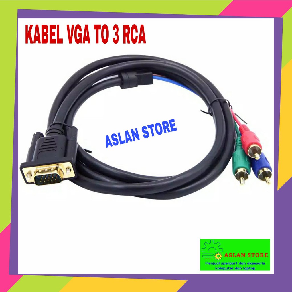 Kabel VGA To RCA 1.5M Cable VGA male to AV Audio Video Jack Male 1.5M