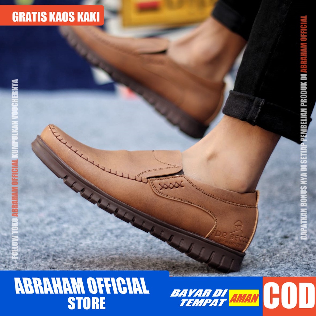 ABRHM x BLENO Sepatu Kasual Pria Sepatu Casual Pria Kulit Pu Sepatu Pria Casual Cowok/Cowo Sepatu Kerja Kantor Semi Formal Anti Slip Kuliah Kondangan Gaya keren Kekinian Murah Terlaris