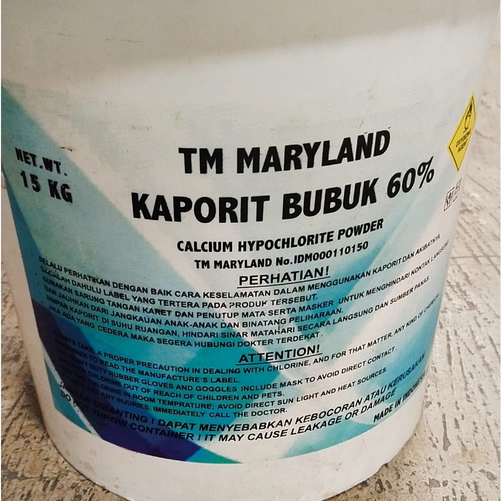 Kaporit Powder 60% @15Kg Per Pail Tjiwi Kimia or maryland 15kg 15 kg