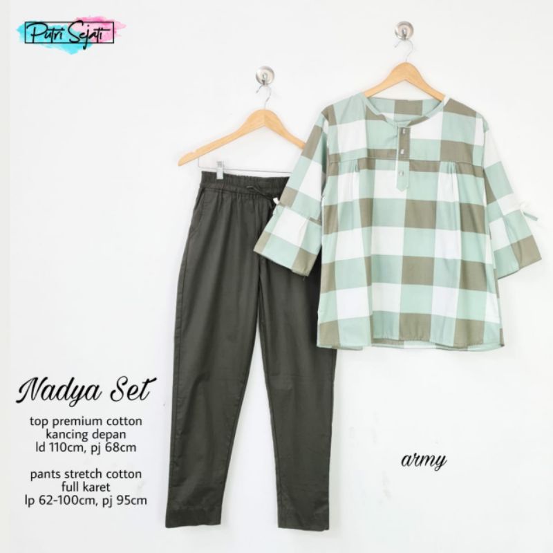 setelan celana wanita blouse katun NADYA SET