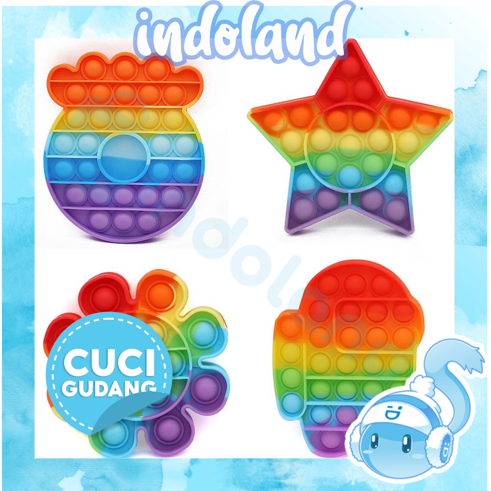 ☀ INDOLAND ☀ R412 POP IT MURAH RAINBOW UNICORN fidget push Pop Its Fidget Toy Push bubble kids