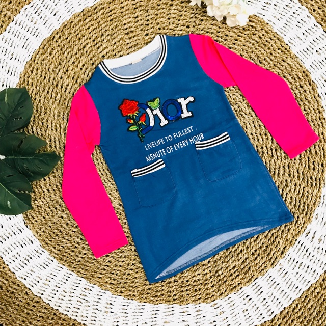 Tunik dress dior anak 4-8 tahun import