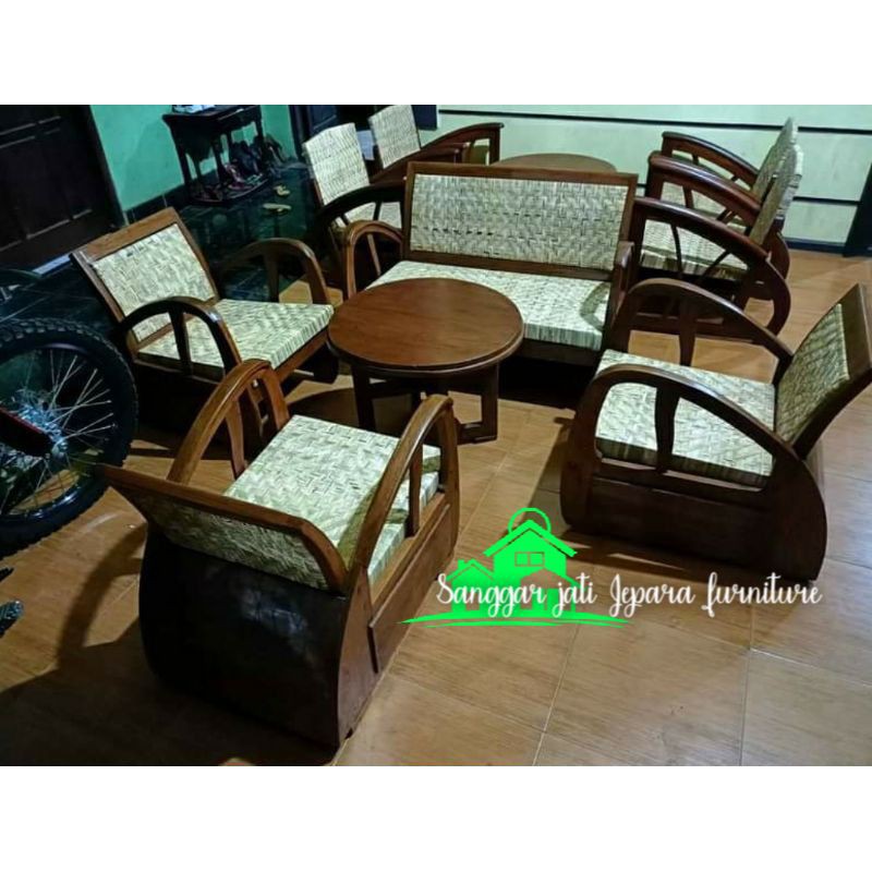 kursi tamu sedan antik rotan meubel jepara