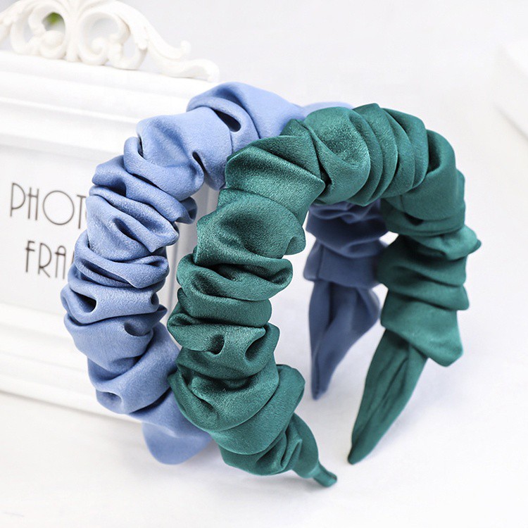 PREMIUM BANDO SCRUNCHIE RUFFLE ALA KOREA - Bandana Kerut Korea - Matte Scrunchie Velvet Headband