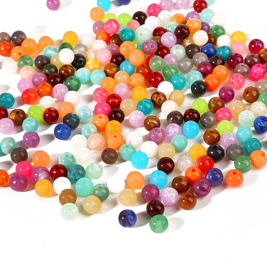 18 Colors 100pcs 6 mm Acrylic Beads Cloud Effect Colorful Spacer Loose Beads Craft DIY Bracelet Jewelry Making Accessories