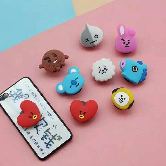 MurmerOfficial  R275 Pop Socket HP 3D Karakter BT21 / Pop Socket 3D / Pop Socket Aksesoris HP